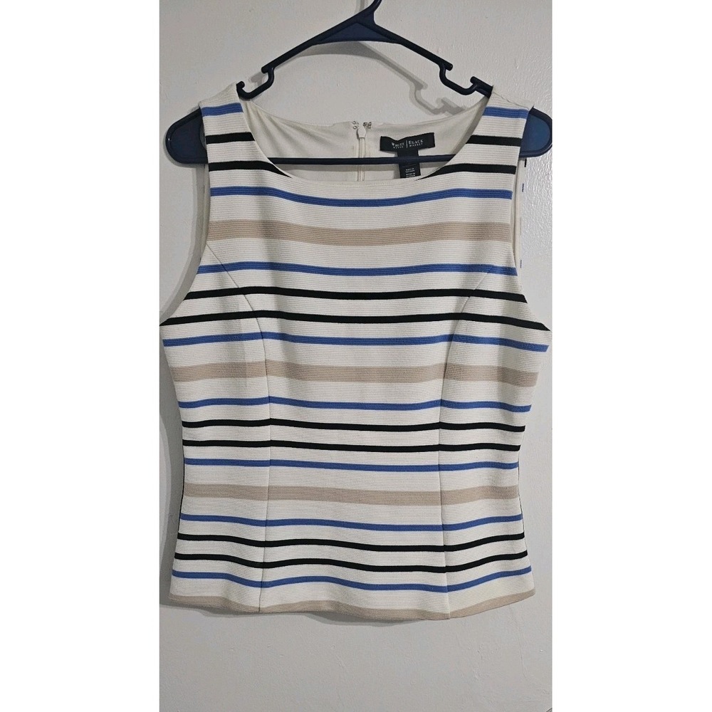 White House Black Market Women Striped Bodice Top Sz 10 Multicolor Career Preppy